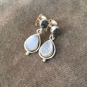 Bali Teardrop Druzy Sterling Earrings